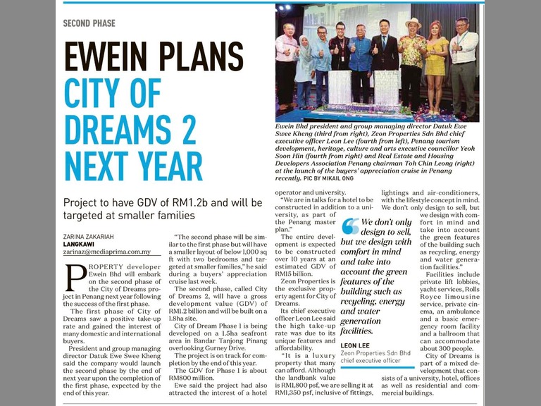 PLANS TO BUILD CITY OF DREAMS 2